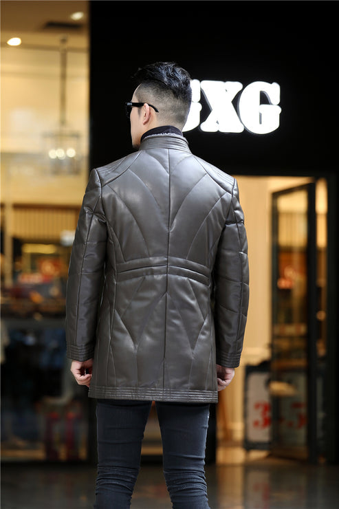 Shop Haining Men's Down Leather Coat
