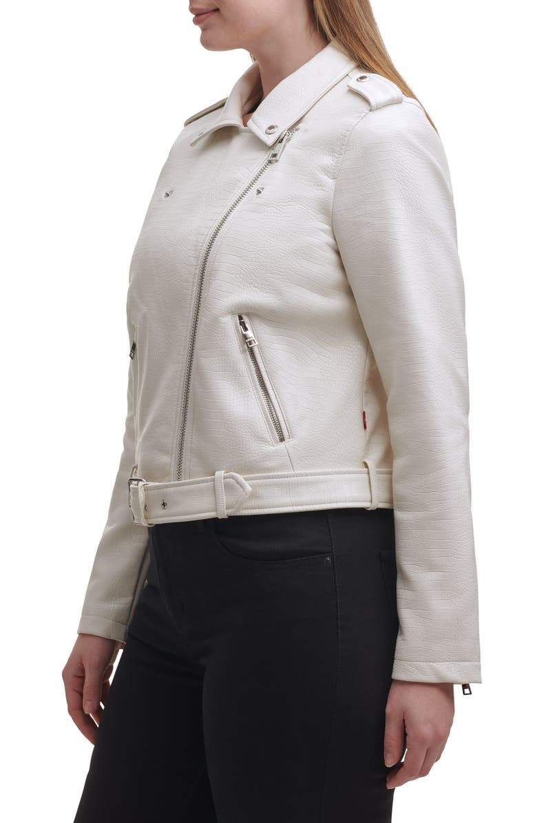 Shop Water Repellent Leather Fashion Belted Moto Jacket
