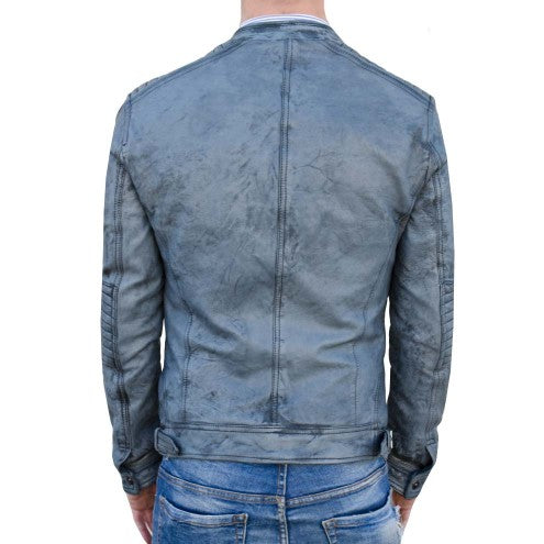 Shop Men's Decant Biker Jacket in Leather with Padded