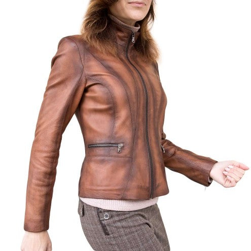 Shop Elegant Brown Moto Jacket for Women's