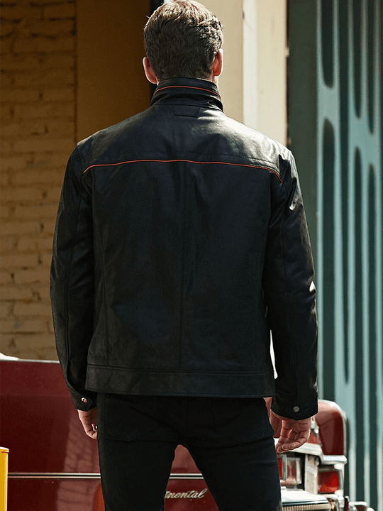 Shop Men's Casual Vintage Style Black Leather Jacket