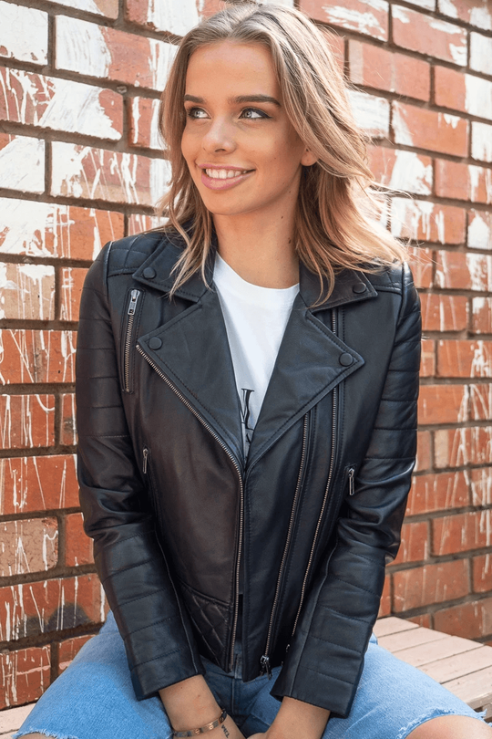 Shop Women Biker Genuine Leather Jacket
