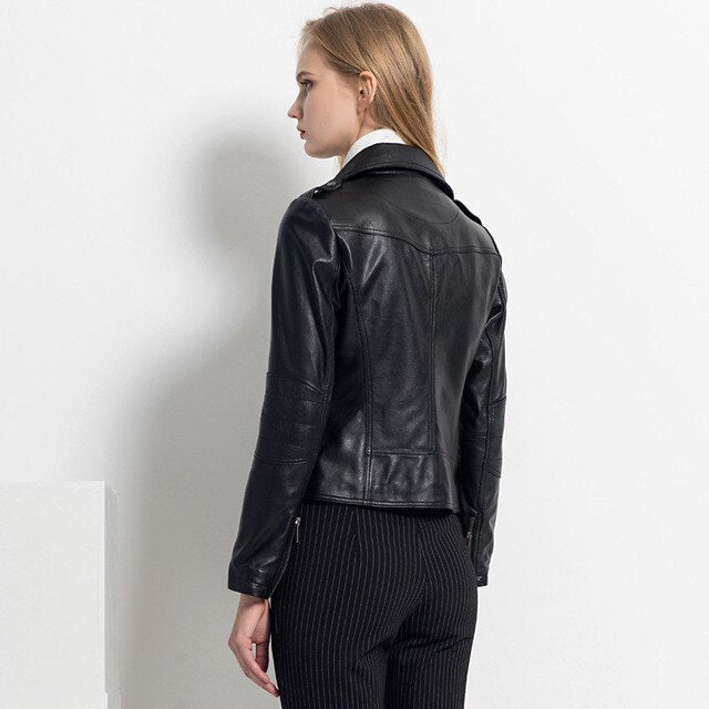 Shop Women Fashion Black Sheepskin Leather Jacket