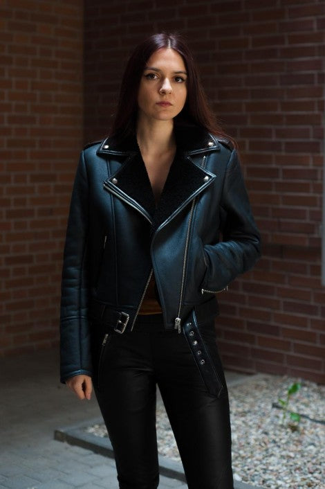 Shop Women's Faux Shearling Lined Leather Jacket