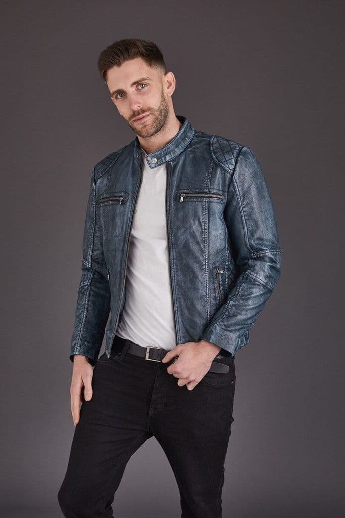 Shop Men's Quilted Vintage Biker Style Premium Leather
