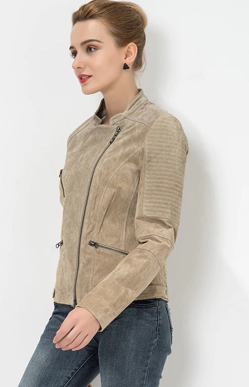 Shop Slim Fit Genuine Leather Jacket for Women