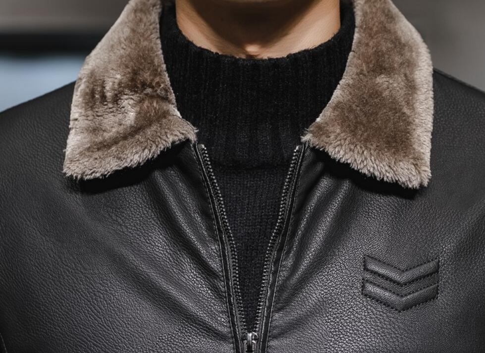 Shop Fashion Mens Winter Thick Black &amp; Brown Faux Fur and Real Leather Jacket