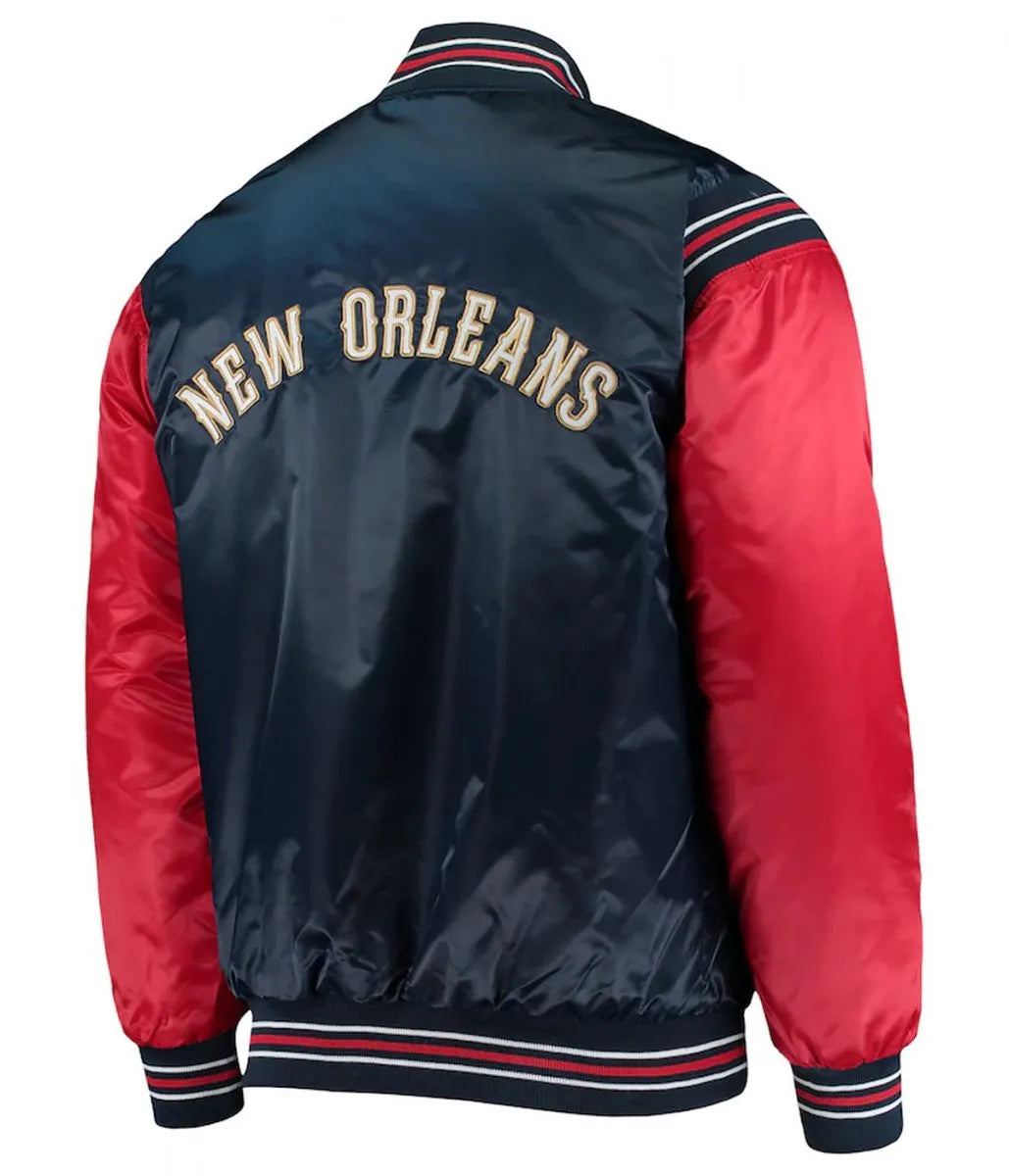 Shop New Orleans Pelicans Navy and Red Satin Jacket
