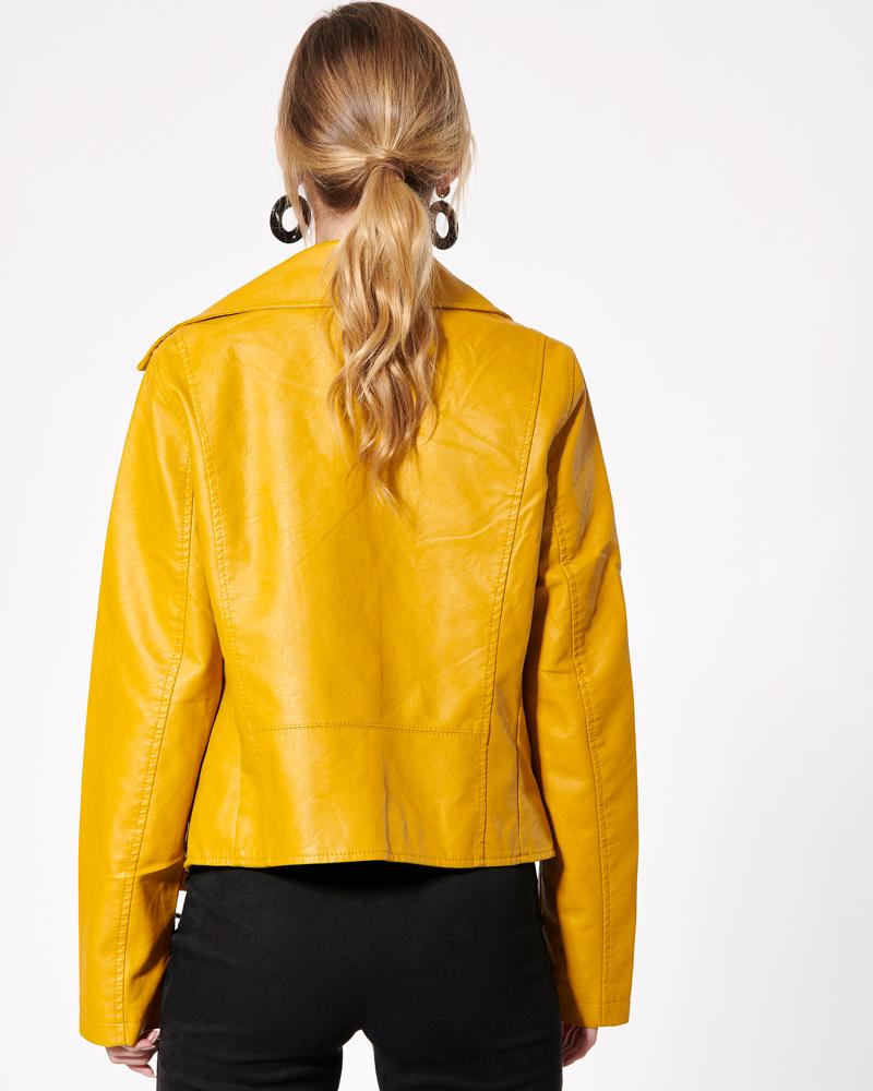 Shop Elegant Biker Yellow Leather Jacket for Women