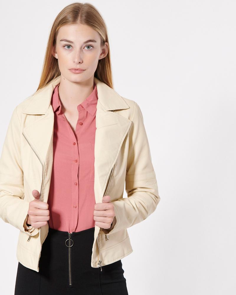 Shop Women Short Body Biker Leather Jacket