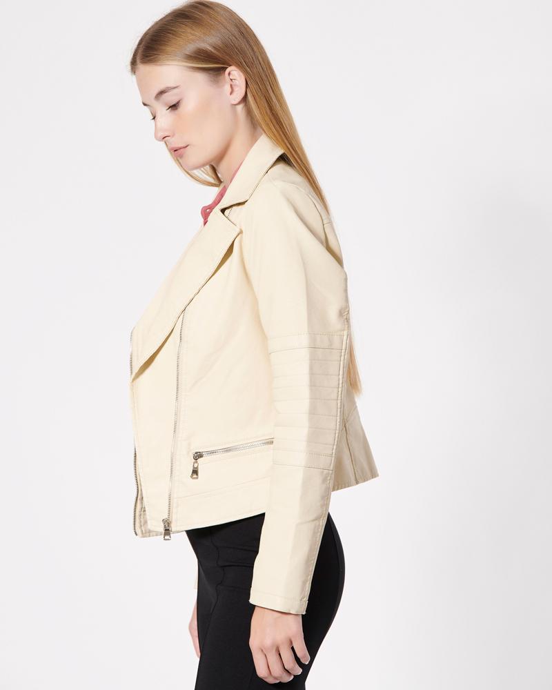 Shop Women Short Body Biker Leather Jacket