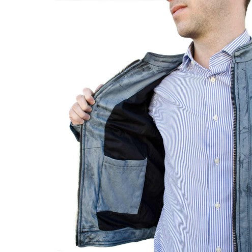 Shop Men's Decant Biker Jacket in Leather with Padded