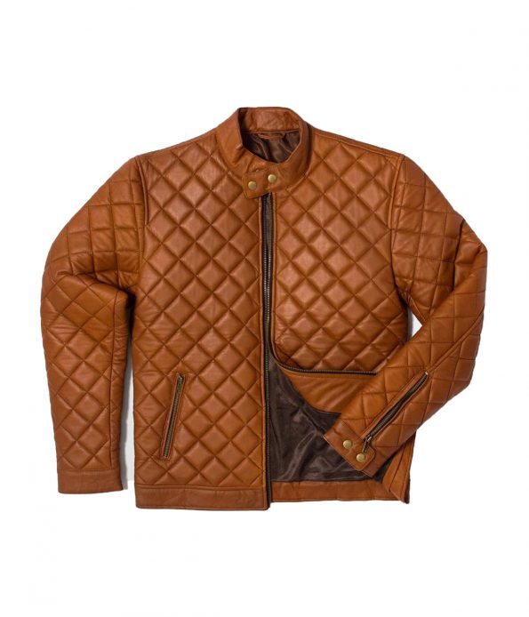 Shop Men’s Decant Slim Fit Quilted Biker Leather Jacket