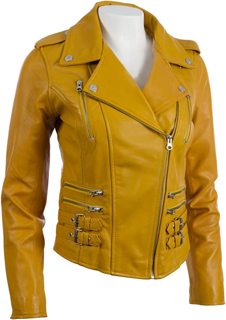 Shop Women's Real Leather Cross-Zip Multi-Zip Biker Jacket
