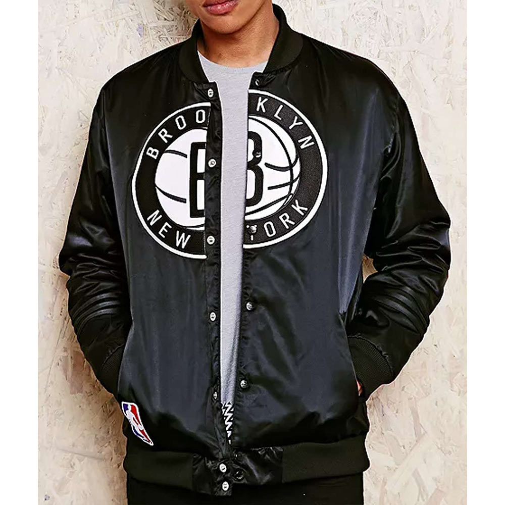 Shop NBA Brooklyn Nets Black Satin Jacket