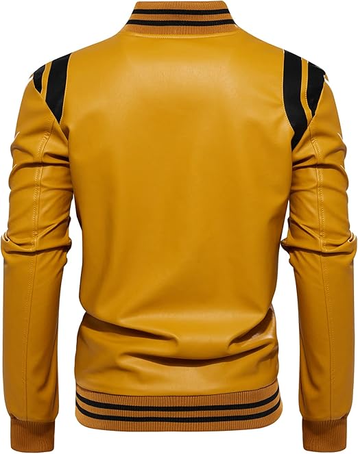 Shop Mens Stand Collar leather jacket Motorcycle