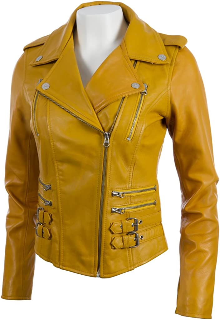Shop Women's Real Leather Cross-Zip Multi-Zip Biker Jacket