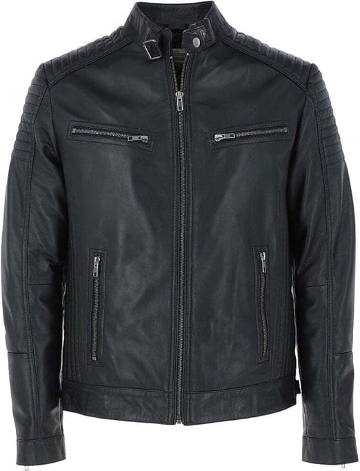 Shop Zipped Motorcycle Style Leather Jacket