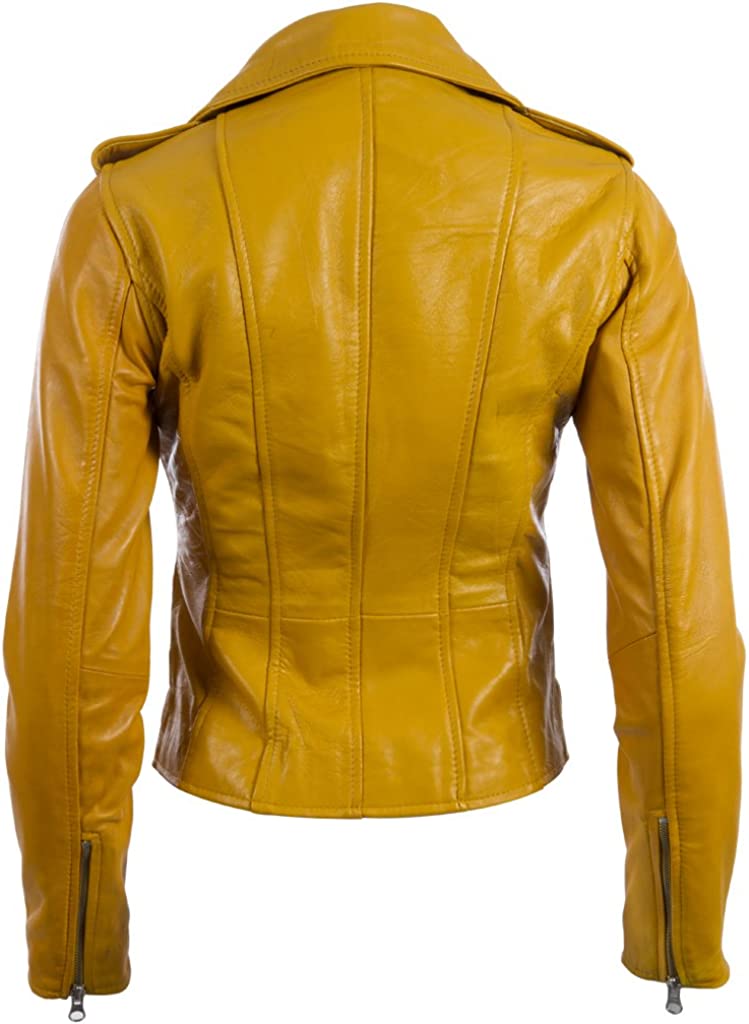 Shop Women's Real Leather Cross-Zip Multi-Zip Biker Jacket