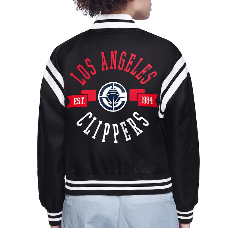 LA Clippers Printed Logo Varsity Satin Jacket