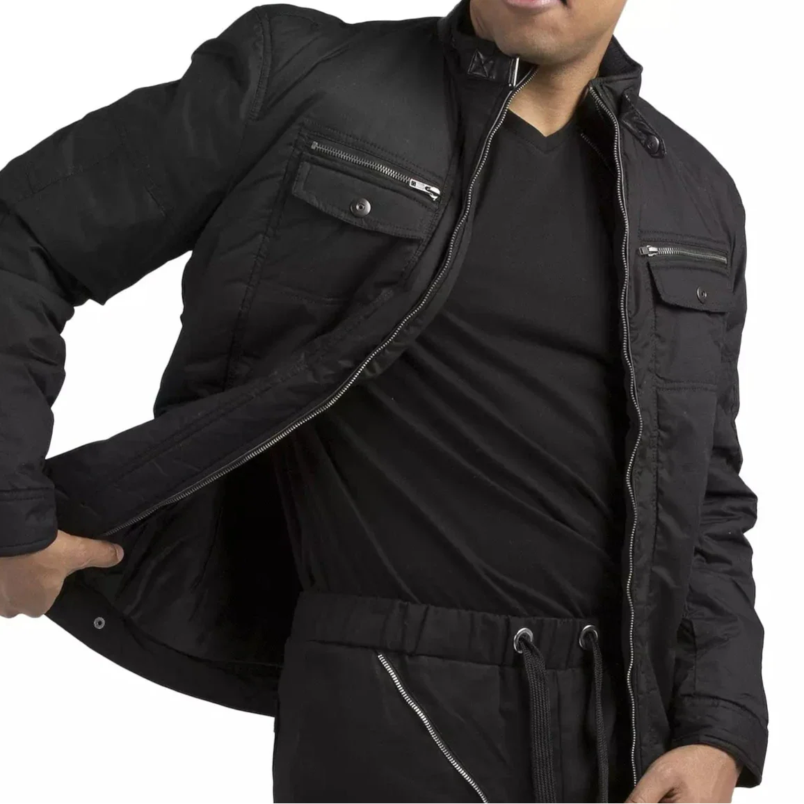 Shop Vibes Men's Canvas Zip-Up Padded Moto Jackets