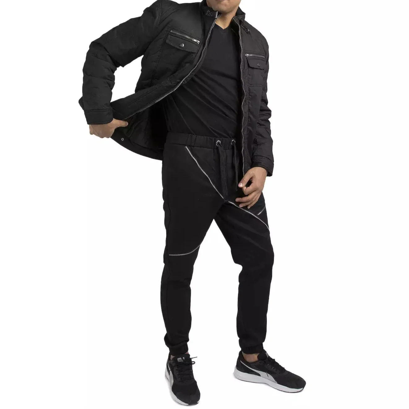 Shop Vibes Men's Canvas Zip-Up Padded Moto Jackets