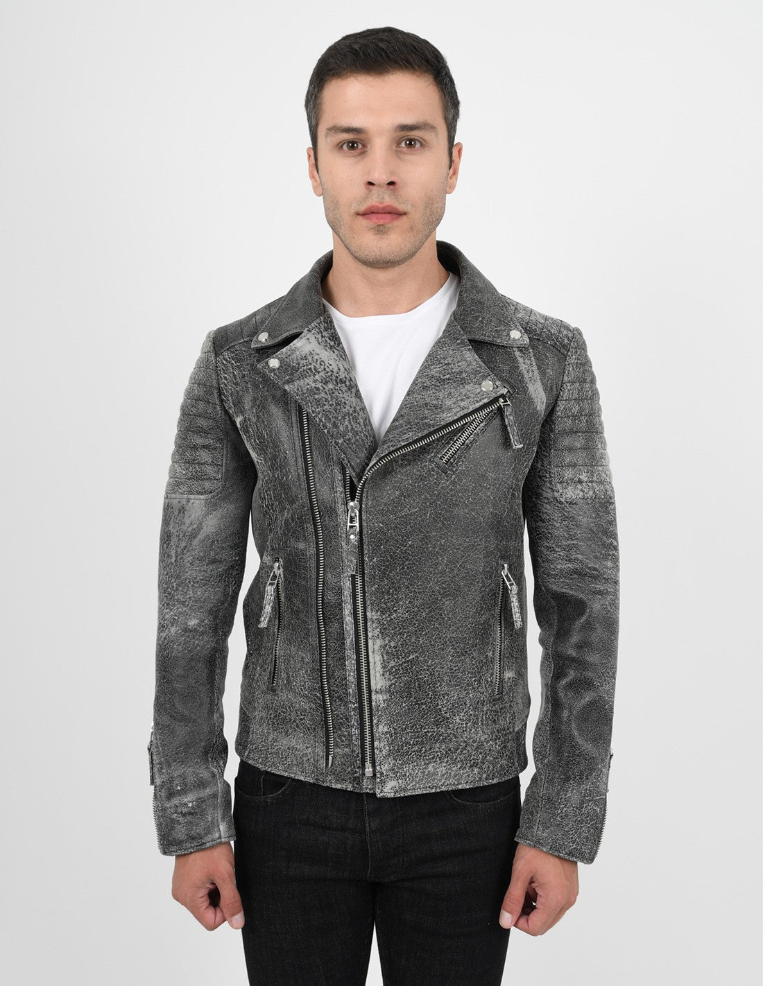 Shop Men's Biker Crackle Stylish Leather Jacket