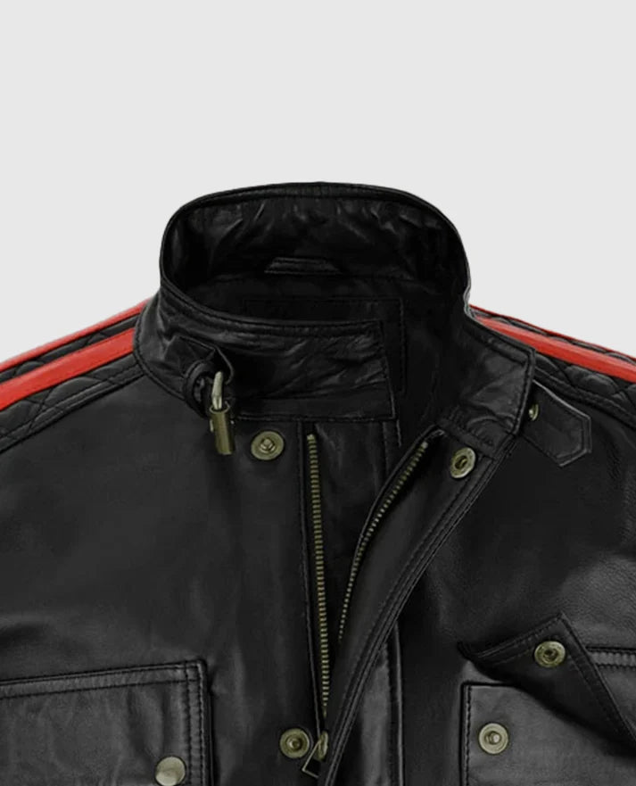 Shop Fast &amp; Furious 8 Vin Diesel Red Stripes Leather Jacket