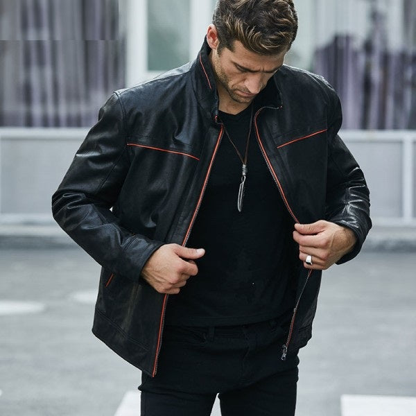 Shop Men's Casual Vintage Style Black Leather Jacket