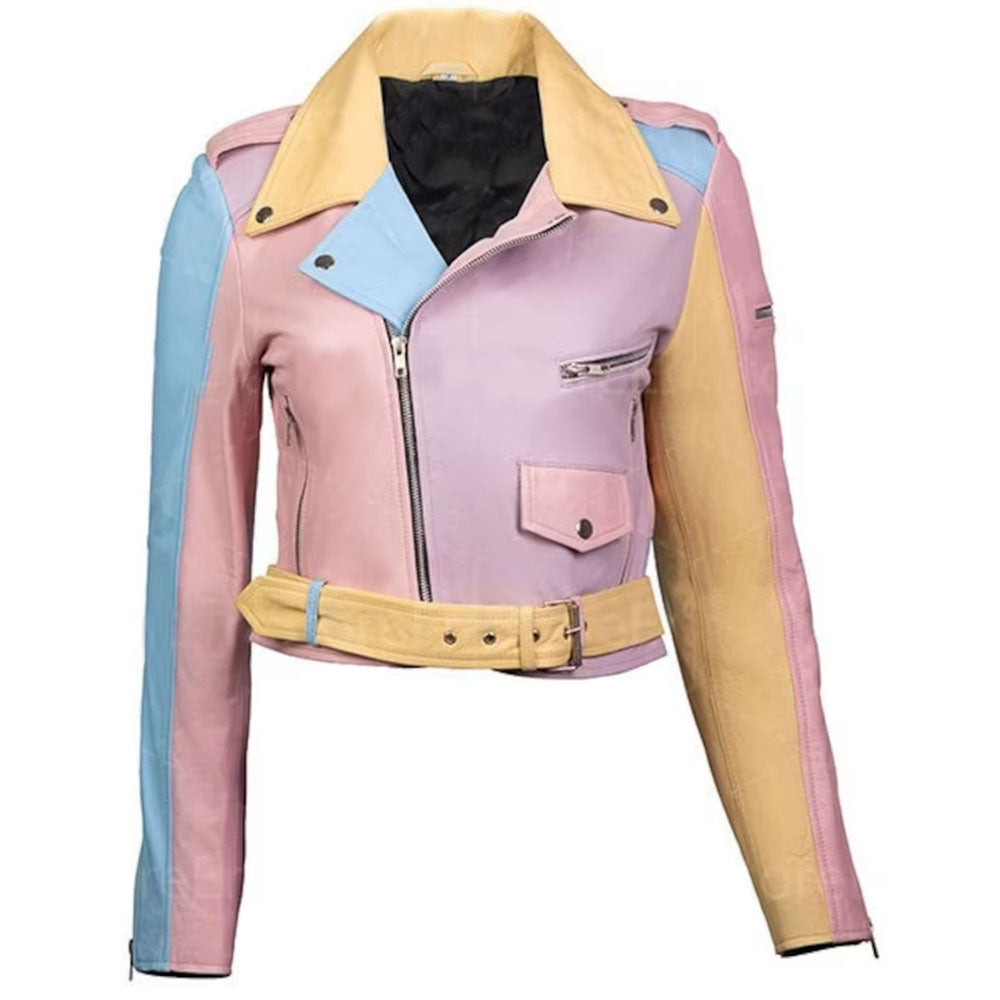 Shop Leather Jackets for women Slim fit zipper patchwork jackets for girls women by tjs