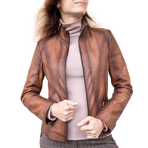 Shop Elegant Brown Moto Jacket for Women's
