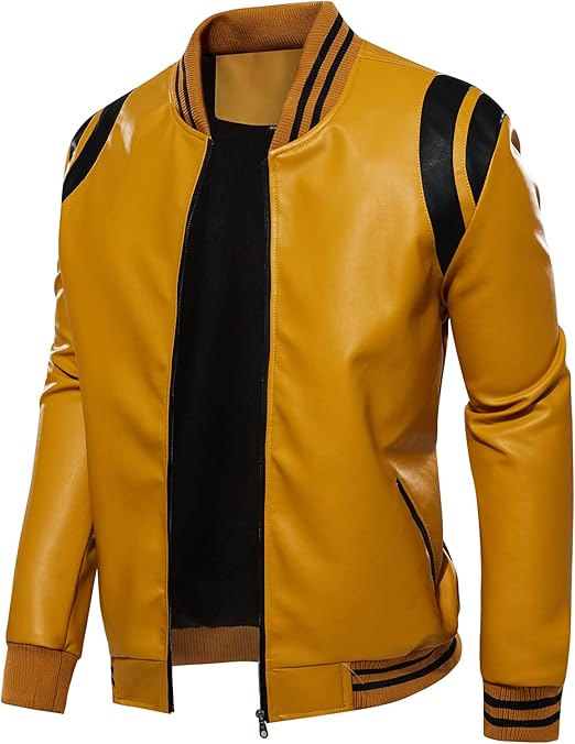 Shop Mens Stand Collar leather jacket Motorcycle