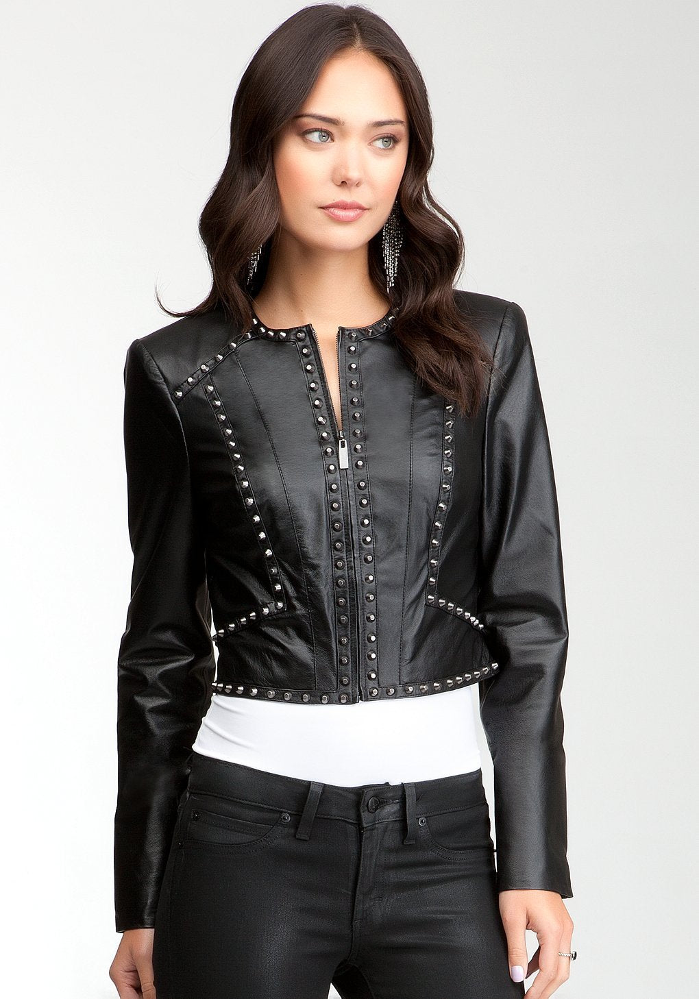 Shop Studded Genuine Leather Jacket For Women