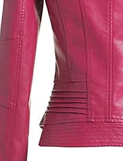 Shop Women's Slim Fit Style Hot Pink Real Leather Biker Jacket