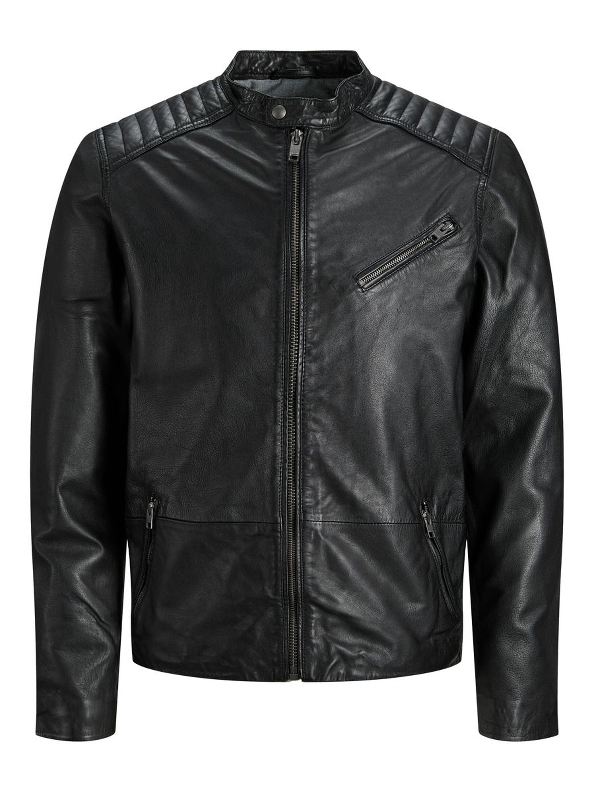 Shop Men's Classic Bomber Style Black Leather Jacket