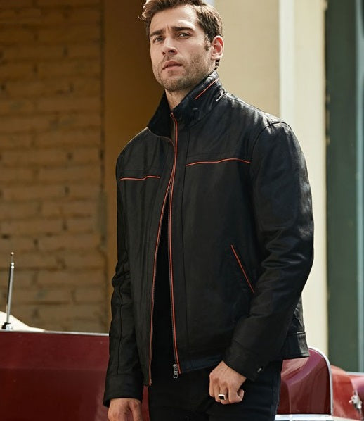Shop Men's Casual Vintage Style Black Leather Jacket
