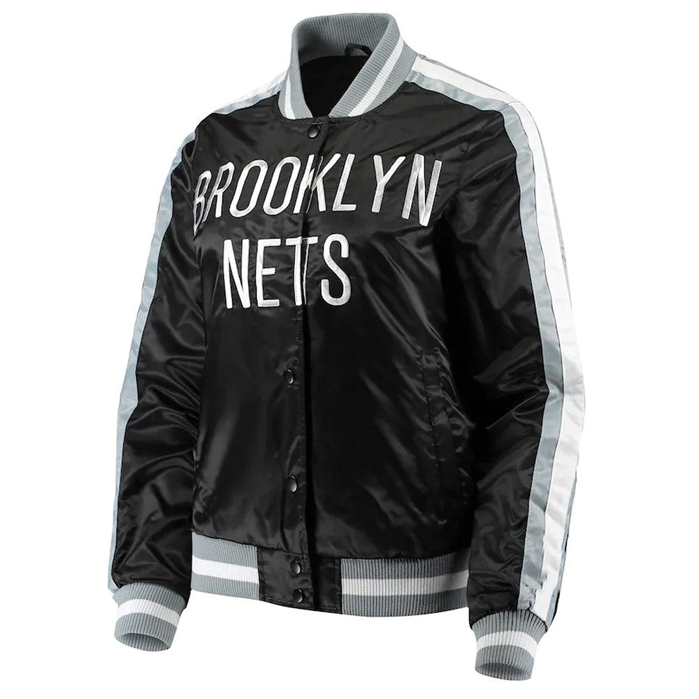 Shop Competition Brooklyn Nets Black Satin Jacket