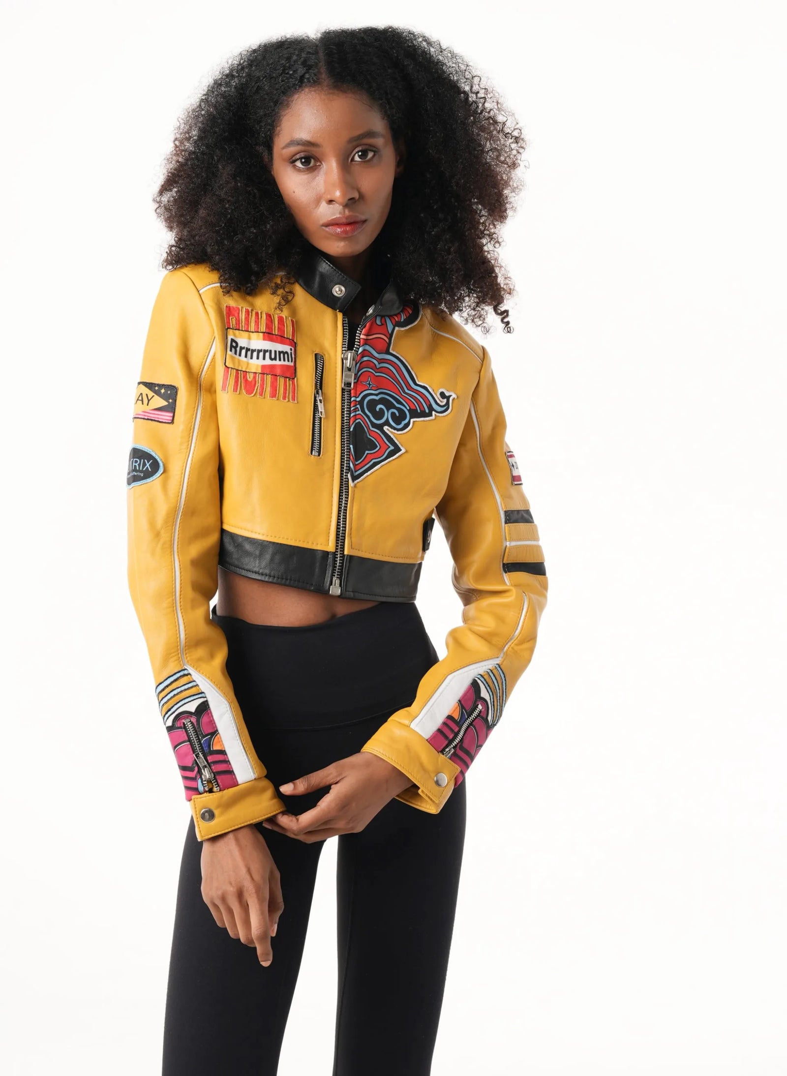 Rumi K-Pop Demon Hunters Crop Leather Jacket
