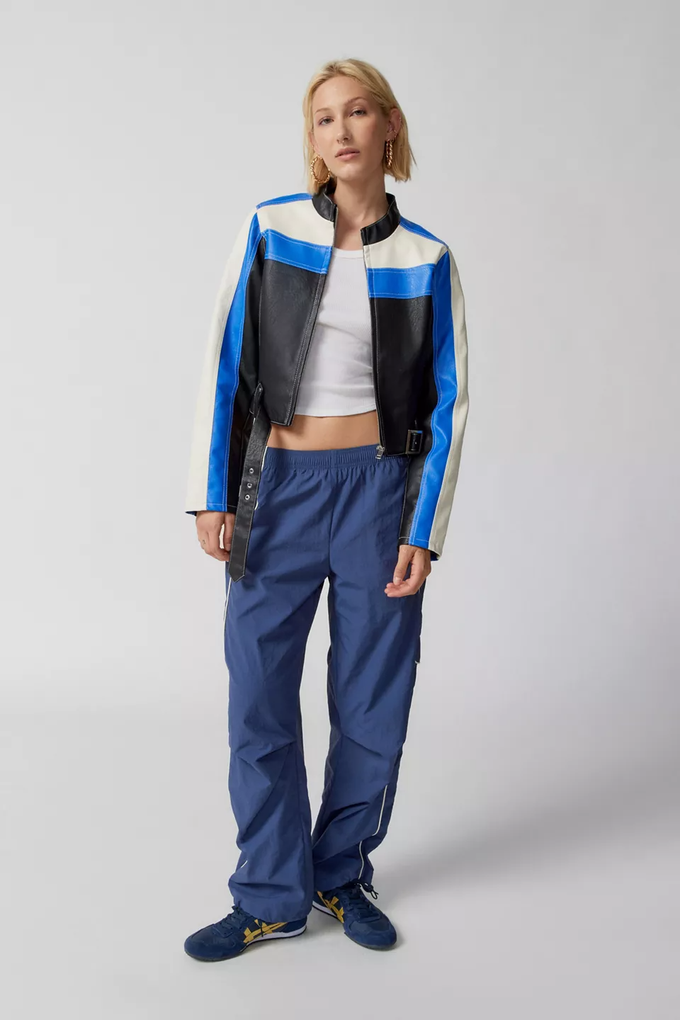 Shop Women Jordan Real Leather Fit Racer Moto Jacket