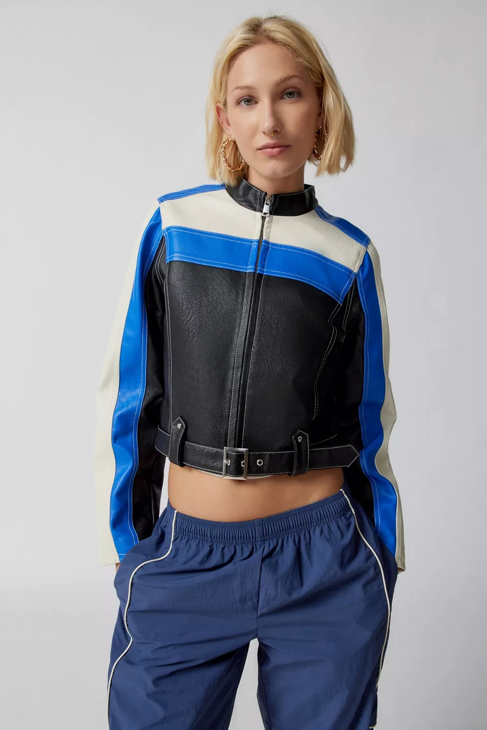 Shop Women Jordan Real Leather Fit Racer Moto Jacket