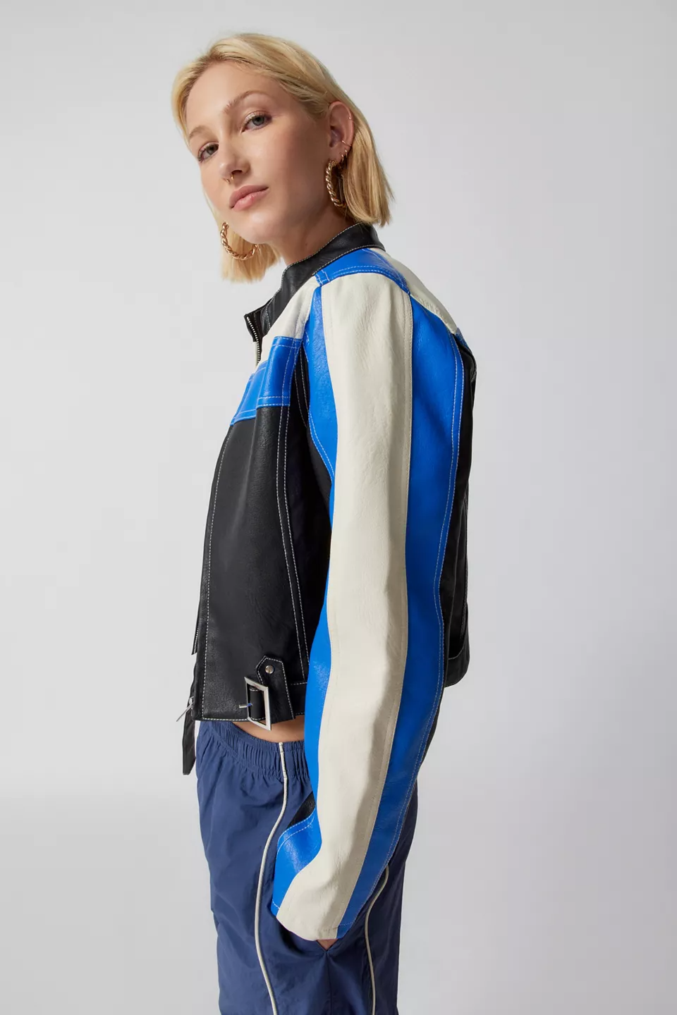 Shop Women Jordan Real Leather Fit Racer Moto Jacket