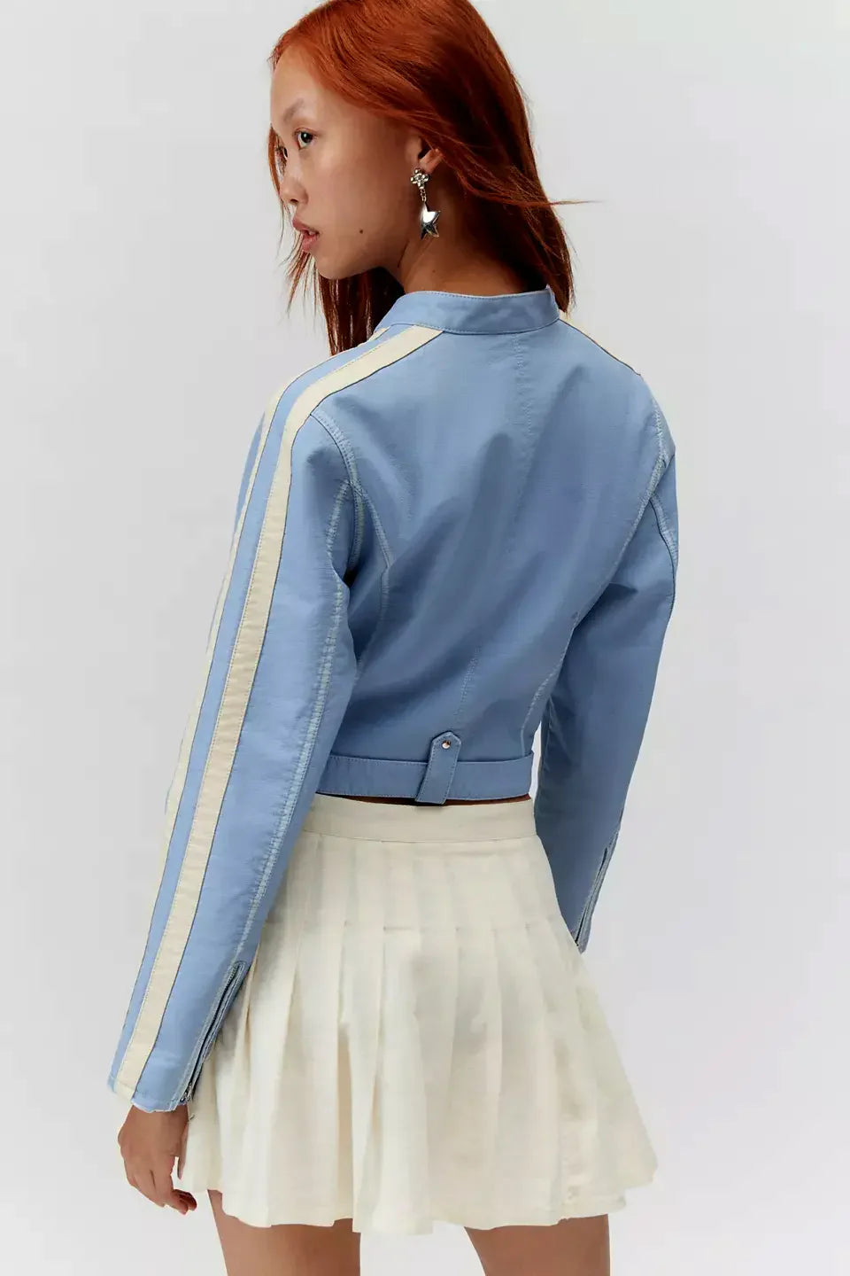 Shop UO Jordan Faux Leather Fitted Racer Moto Jacket by TJS