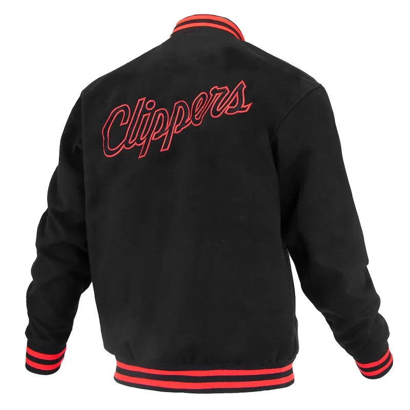 LA Clippers Logoman Shadow Black Varsity Jacket