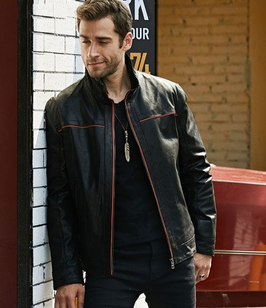 Shop Men's Casual Vintage Style Black Leather Jacket