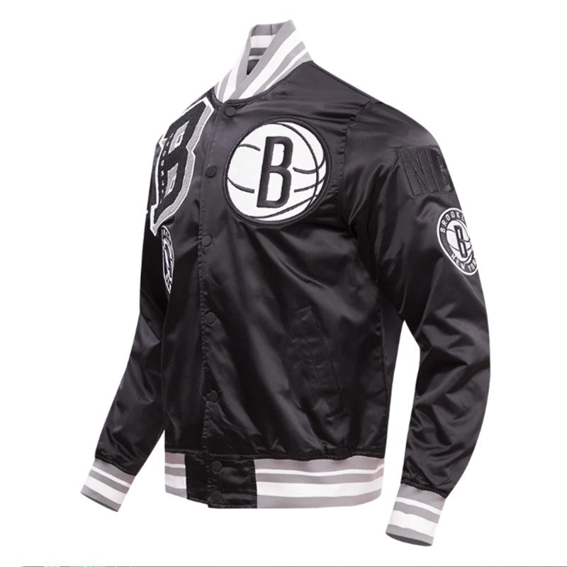 Shop Brooklyn Nets Mashup Classic Rib Satin Jacket