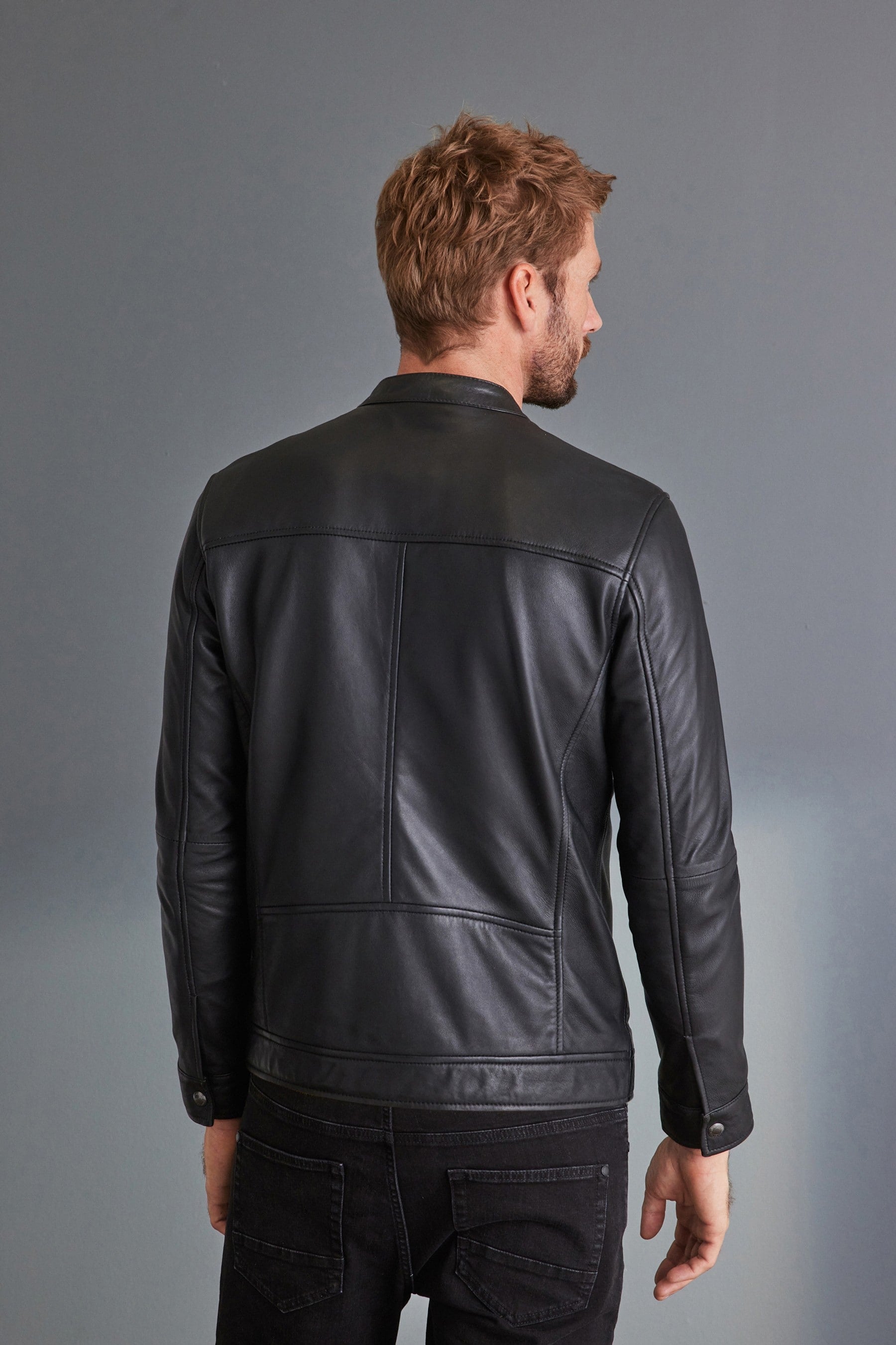 Shop Black Signature Leather Racer Jacket
