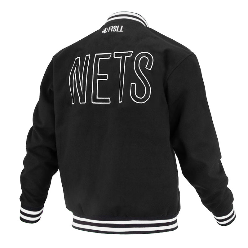 Shop Brooklyn Nets Logoman Shadow Black Varsity Jacket