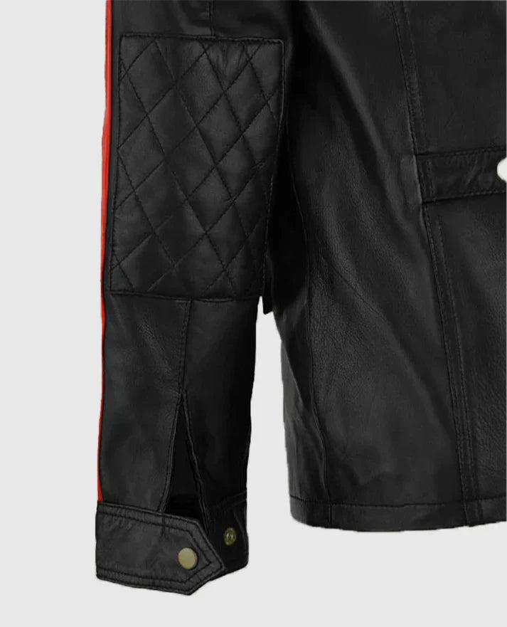 Shop Fast &amp; Furious 8 Vin Diesel Red Stripes Leather Jacket