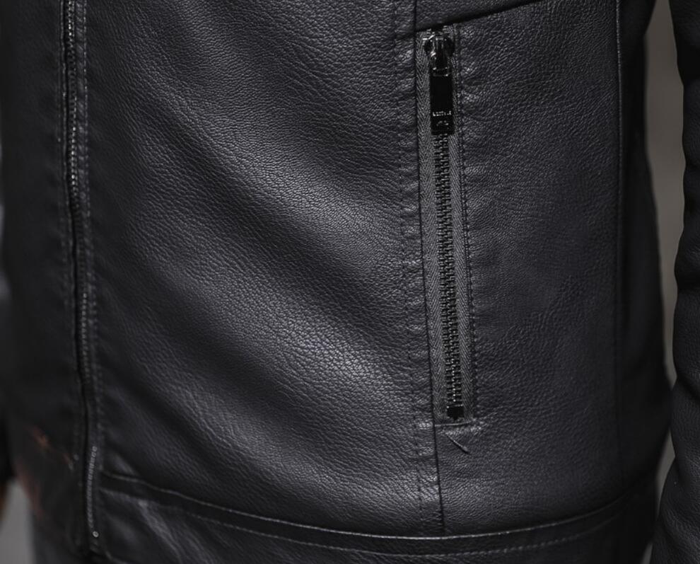 Shop Fashion Mens Winter Thick Black &amp; Brown Faux Fur and Real Leather Jacket