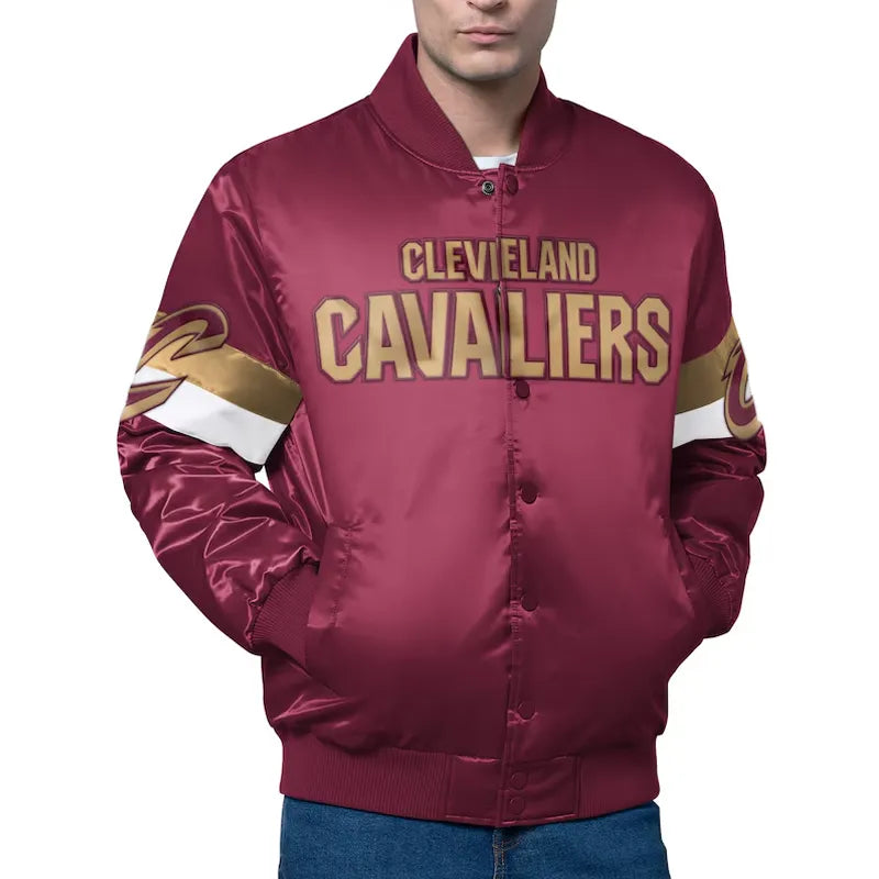 Shop Cleveland Cavaliers Triple Option Varsity Satin Jacket